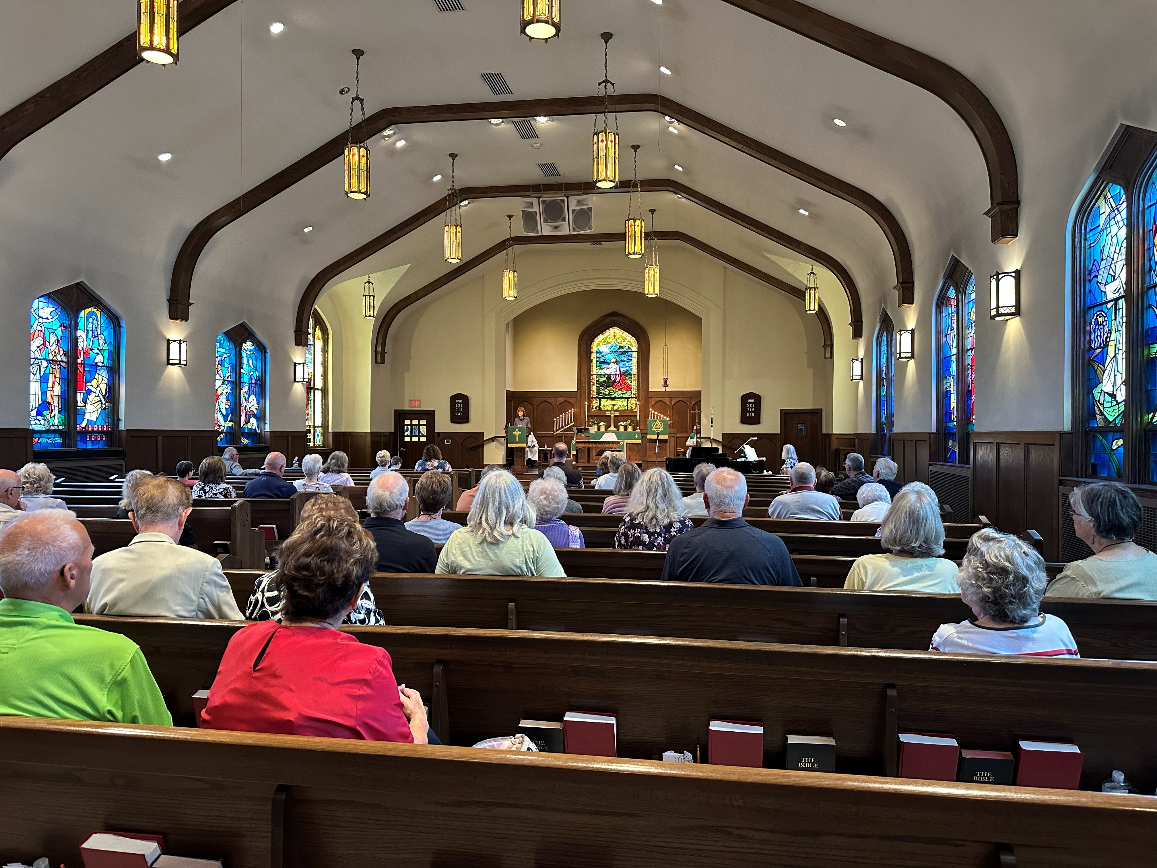 The congregation gathered for worship in the St. Mark sanctuary